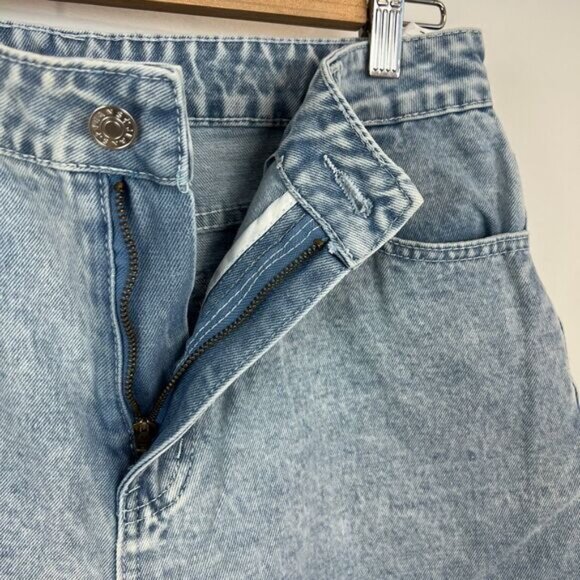 90s Y2K Style Women's Size Large Blue Jean Shorts Jorts Distressed Hem Mom - Picture 2 of 12